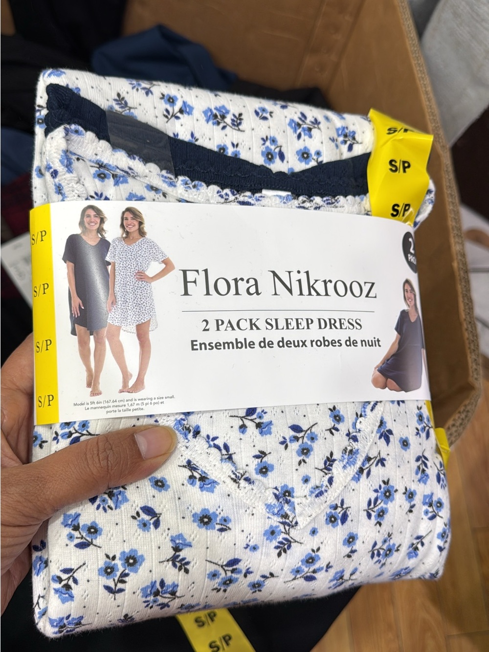 Flora Nikrooz 2-Pack Nightgowns in White Floral and Navy
